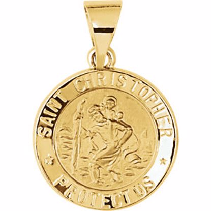 R41608:60007:P 14kt Yellow 15mm Hollow Round St. Christopher Medal