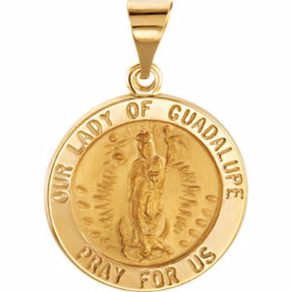 R45341:103:P 14kt Yellow 18.25mm Round Hollow Our Lady of Guadalupe Medal