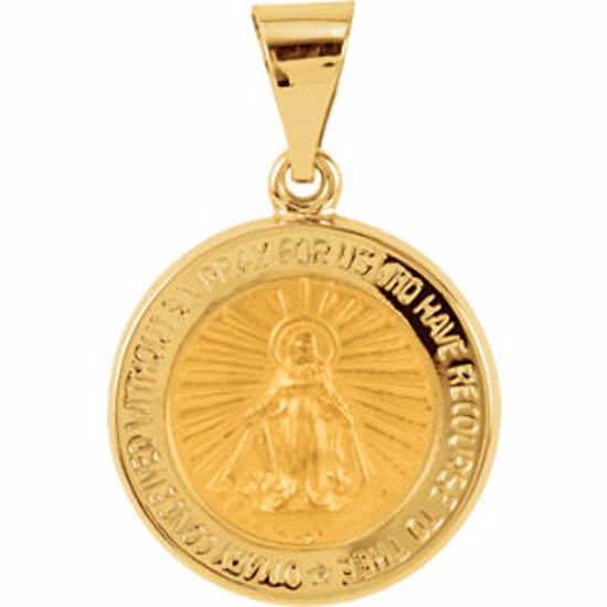 R41623:60005:P 14kt Yellow 15mm Hollow Round Miraculous Medal