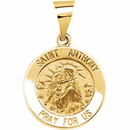 R45350:101:P 14kt Yellow 15mm Round Hollow St. Anthony Medal