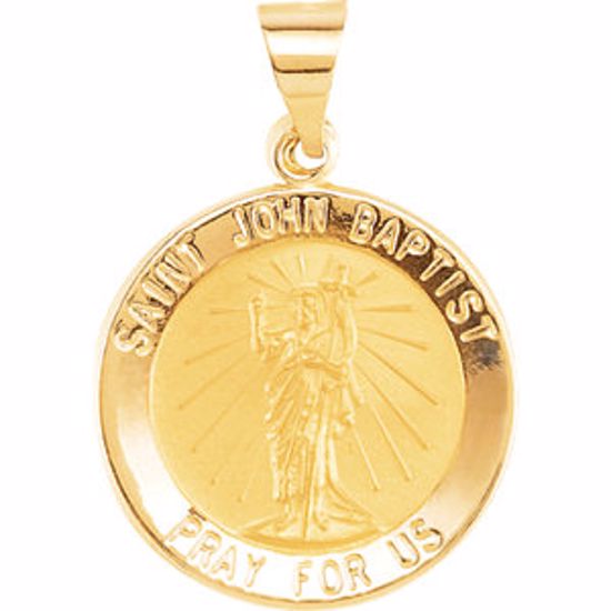 R45344:102:P 14kt Yellow 18.5mm Round Hollow St. John the Baptist Medal