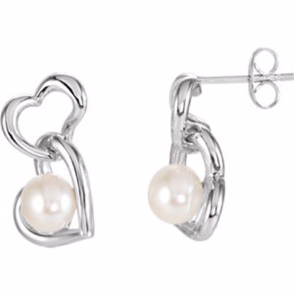 650113:101:P Freshwater Cultured Pearl Double Heart Earrings