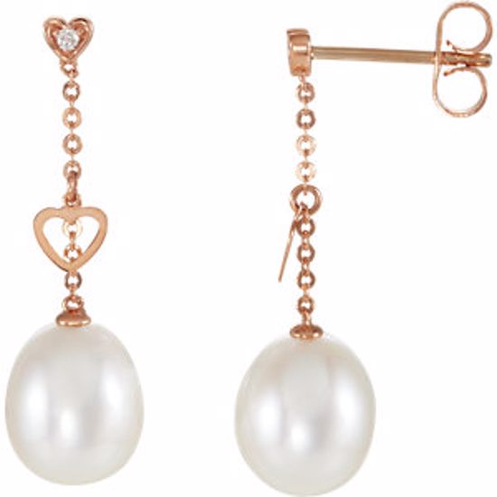 650104:101:P Freshwater Cultured Pearl & Diamond Earrings