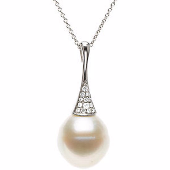 67146:102:P 14kt White South Sea Cultured Pearl & .05 CTW Diamond 18" Necklace