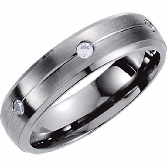 T1013D:106:P Titanium 5mm .18 CTW Diamond Satin & Beveled Edge Band Size 6