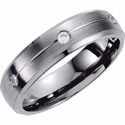 T1013D:107:P Titanium 5mm .18 CTW Diamond Satin & Beveled Edge Band Size 7