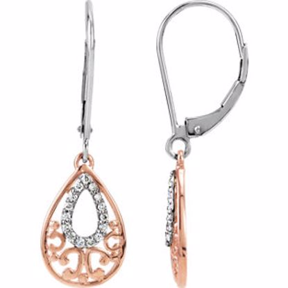 69958:100:P Sterling Silver & 14kt Rose Plated 1/6 CTW Diamond Lever Back Earrings