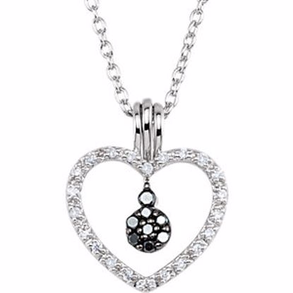 69955:100:P Sterling Silver 1/6 CTW Black & White Diamond Heart 18" Necklace