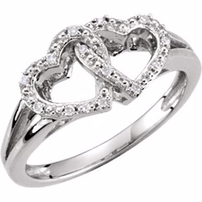 650082:106:P Sterling Silver .05 CTW Diamond Double Heart Design Ring Size 6