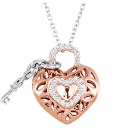 68664:101:P Sterling Silver Rose Plated 1/6 CTW Diamond Heart 18" Necklace