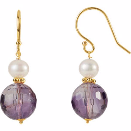 650161:101:P Amethyst & Freshwater Cultured Pearl Earrings