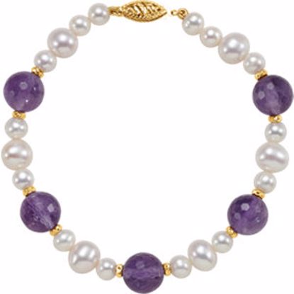 650159:101:P Freshwater Cultured Pearl & Amethyst Bracelet