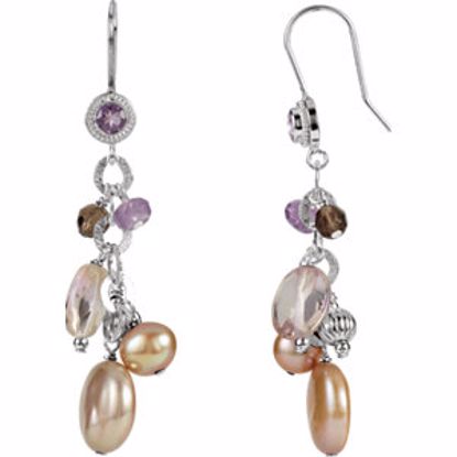 650165:101:P Freshwater Cultured Pearl & Multi-Gemstone Earrings