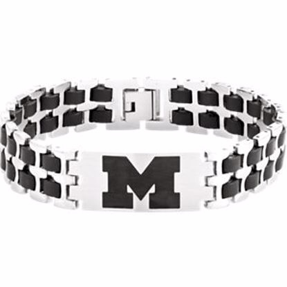 650387:103:P Stainless Steel Michigan Wolverines Logo 8.5" Bracelet