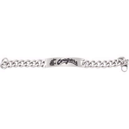 650422:115:P Stainless Steel Washington State Cougars Logo ID 8.5" Bracelet