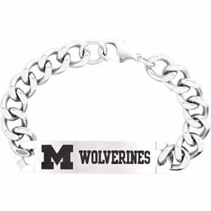 650428:121:P Stainless Steel Michigan Wolverines Logo 8.5" ID Bracelet