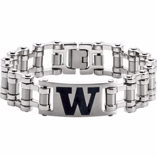 650453:122:P Stainless Steel Washington Huskies Logo 8.5" Bracelet