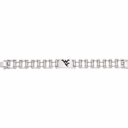 650454:123:P Stainless Steel West Virginia Mountaineers Logo 8.5" Bracelet