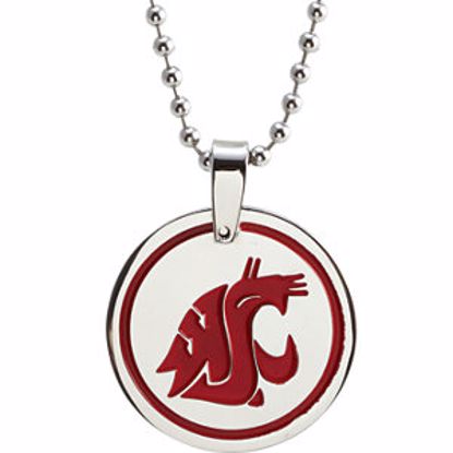 650625:125:P Stainless Steel Washington State Cougars Logo Dog Tag with 27" Chain