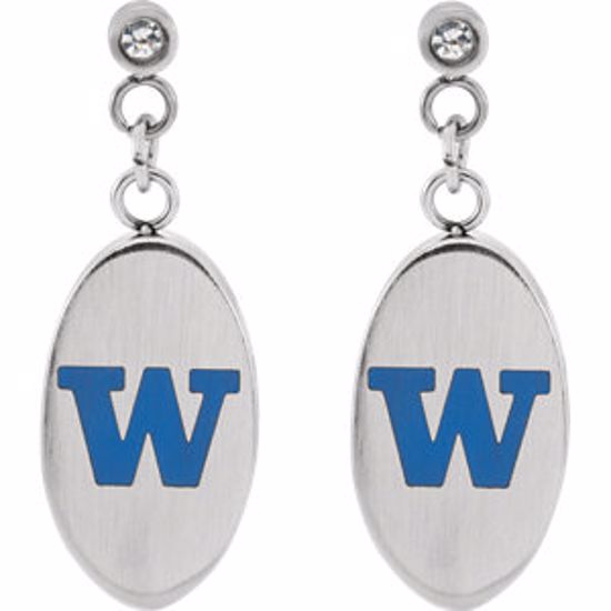 650458:102:P Washington Huskies Logo Stainless Steel Dangle Earrings