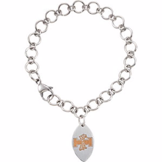 650373:114:P Stainless Steel Idaho Vandals Logo Dangle 8.5" Bracelet