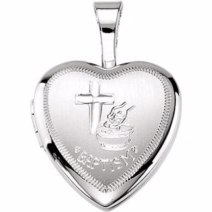 190049:101:P Sterling Silver Baptism Heart Locket