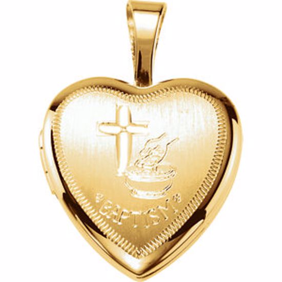 190049:102:P Gold Plated & Sterling Silver Baptism Heart Locket