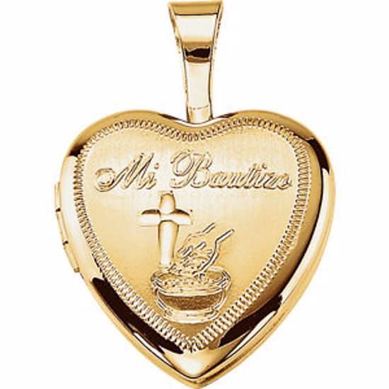 190053:502:P Gold Plated & Sterling Silver Bautizo Heart Locket