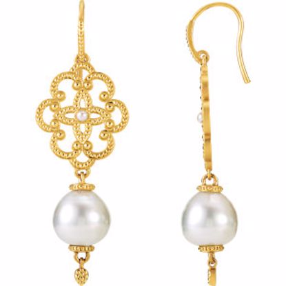 85519:101:P Granulated Design South Sea Cultured Pearl Earrings