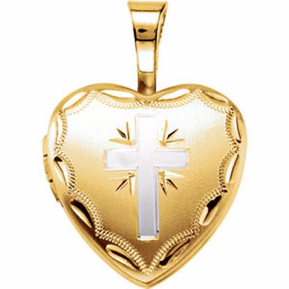 R45351:102:P Gold Plated & Sterling Silver Heart Cross Locket