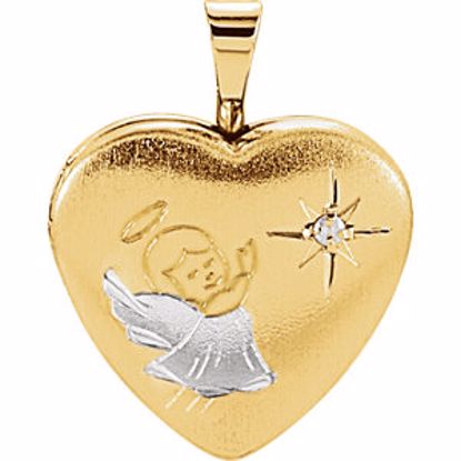 R45353:301:P Gold Plated & Sterling Silver Heart Angel Locket with Diamond