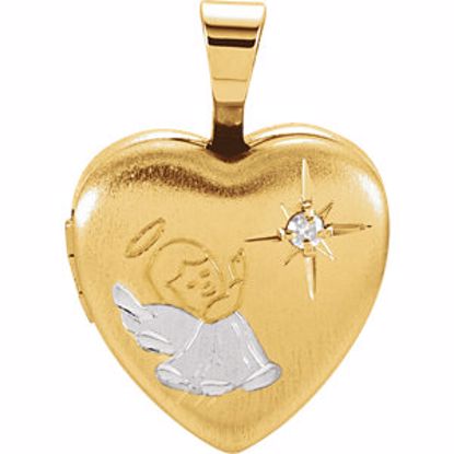 R45353:302:P Gold Plated & Sterling Silver Heart Angel Locket with Diamond