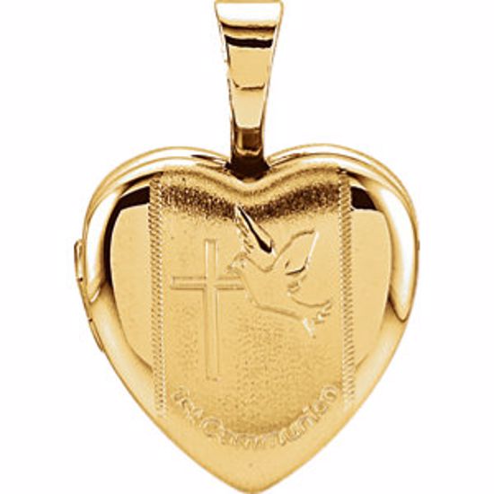 R45354:402:P Gold Plated & Sterling Silver First Communion Heart Locket