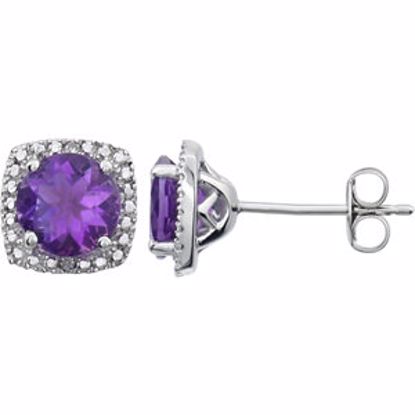 650167:101:P Sterling Silver Amethyst & .015 CTW Diamond Earrings