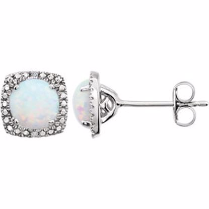 650167:102:P Sterling Silver Created Opal & .015 CTW Diamond Earrings