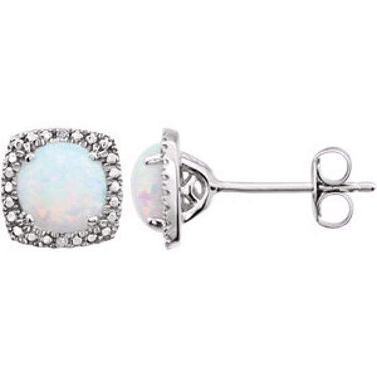 650167:102:P Sterling Silver Created Opal & .015 CTW Diamond Earrings