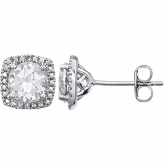 650167:105:P Sterling Silver White Sapphire & .015 CTW Diamond Earrings