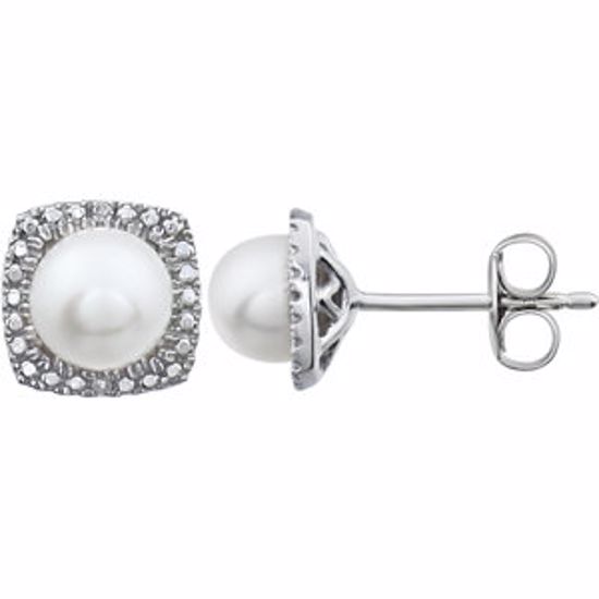 650167:112:P Sterling Silver Freshwater Cultured Pearl & .015 CTW Diamond Earrings