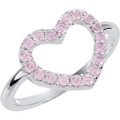 122015:70000:P Sterling Silver Pink Cubic Zirconia Heart Ring