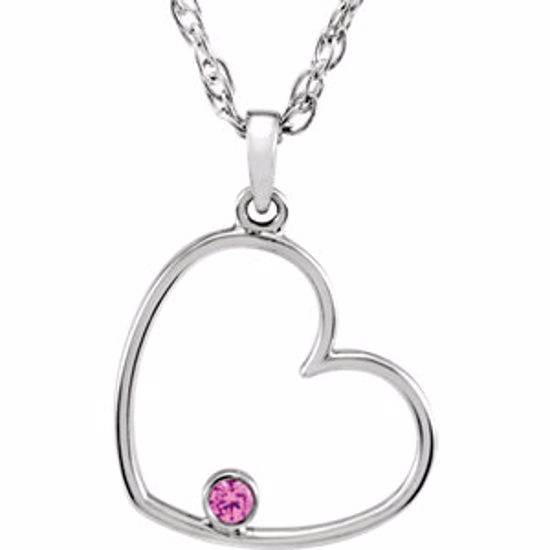 85547:70000:P Sterling Silver Pink Cubic Zirconia Heart 18" Necklace