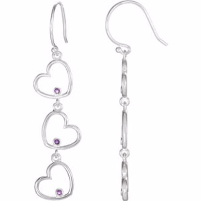 85550:70000:P Amethyst Triple Heart Dangle Earrings