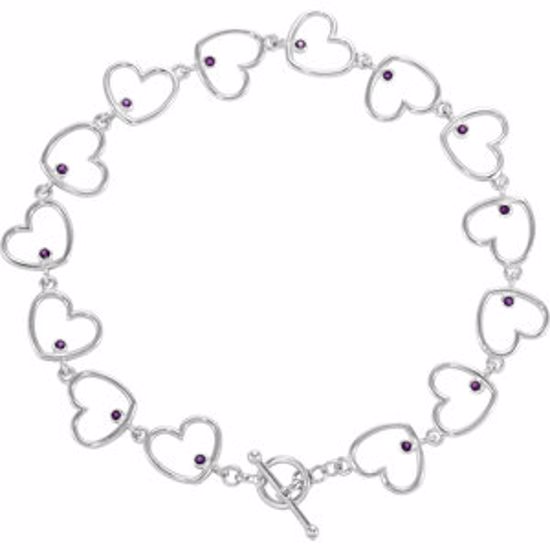 BRC746:70000:P Amethyst Heart 8" Bracelet