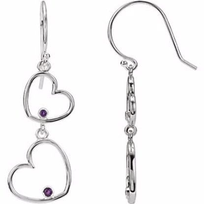 85548:70000:P Amethyst Double Heart Dangle Earrings