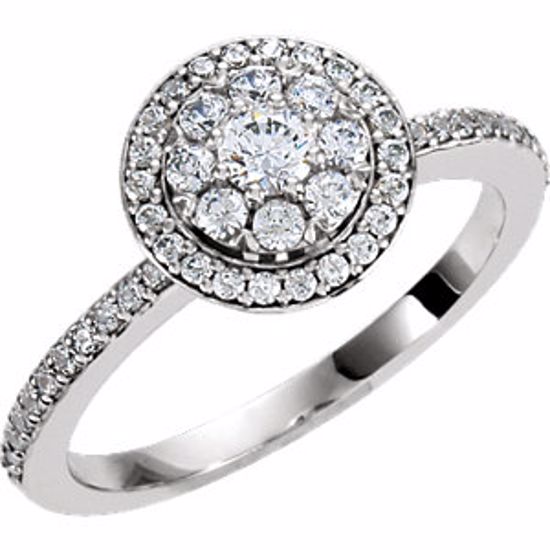 122013:605:P 14kt White 1/2 CTW Diamond Halo-style Cluster Engagement Ring