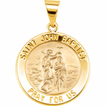 R45356:401:P 14kt Yellow 18.5mm Round Hollow John the Baptist Medal