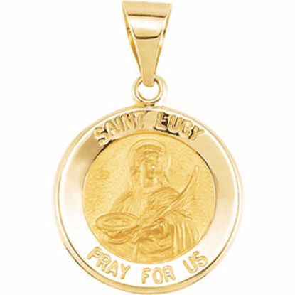 R45360:400:P 14kt Yellow 15mm Round Hollow St. Lucy Medal