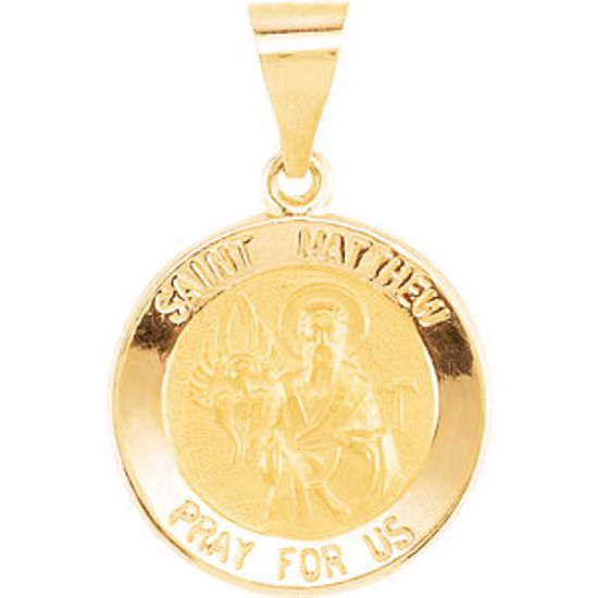 R45362:400:P 14kt Yellow 14.75mm Round Hollow St. Matthew Medal