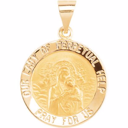 R45367:102:P 14kt Yellow 18.25mm Round Hollow Our Lady of Perpetual Help Medal