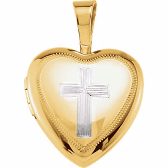 R45371:102:P Gold Plated & Sterling Silver Locket with Cross