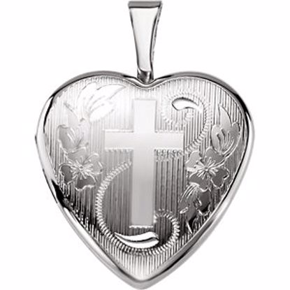 650224:601:P Sterling Silver Heart Locket with Cross